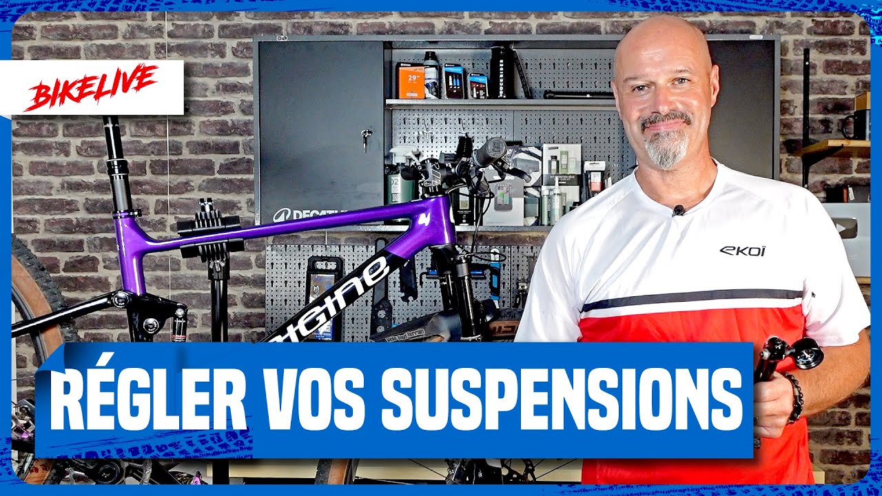 YouTube post by @BikelivebyVéloToutTerrain for Crankbrothers. Caption reads: Easily adjust your mountain bike suspension: the....