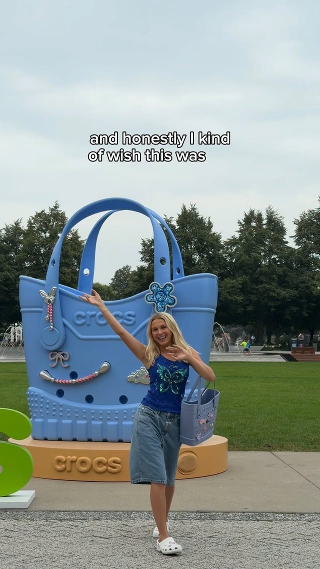Instagram post by @grace.andrews for Crocs. Caption reads: [...] a scavenger hunt to find all the giant....