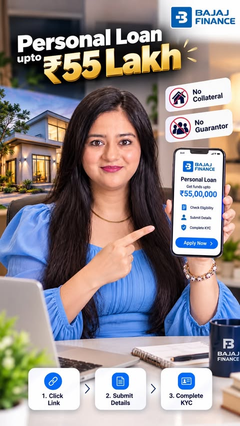 Instagram post by @bajajfinance__emihaina for Bajaj Finserv. Caption reads: Looking for a personal loan in India? 💰 Explore....