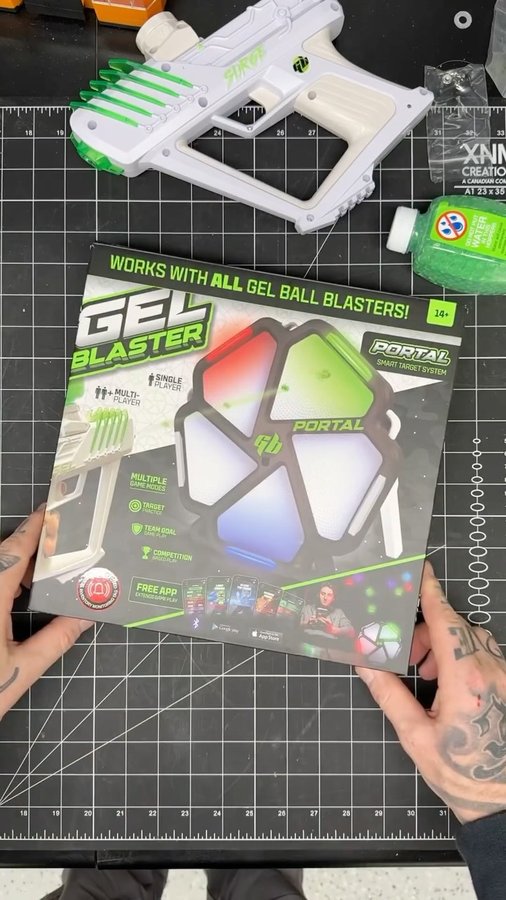 Instagram post by @krugerconstruction for Gel Blaster. Caption reads: [...] up playing duckhunt on Nintendo • The....