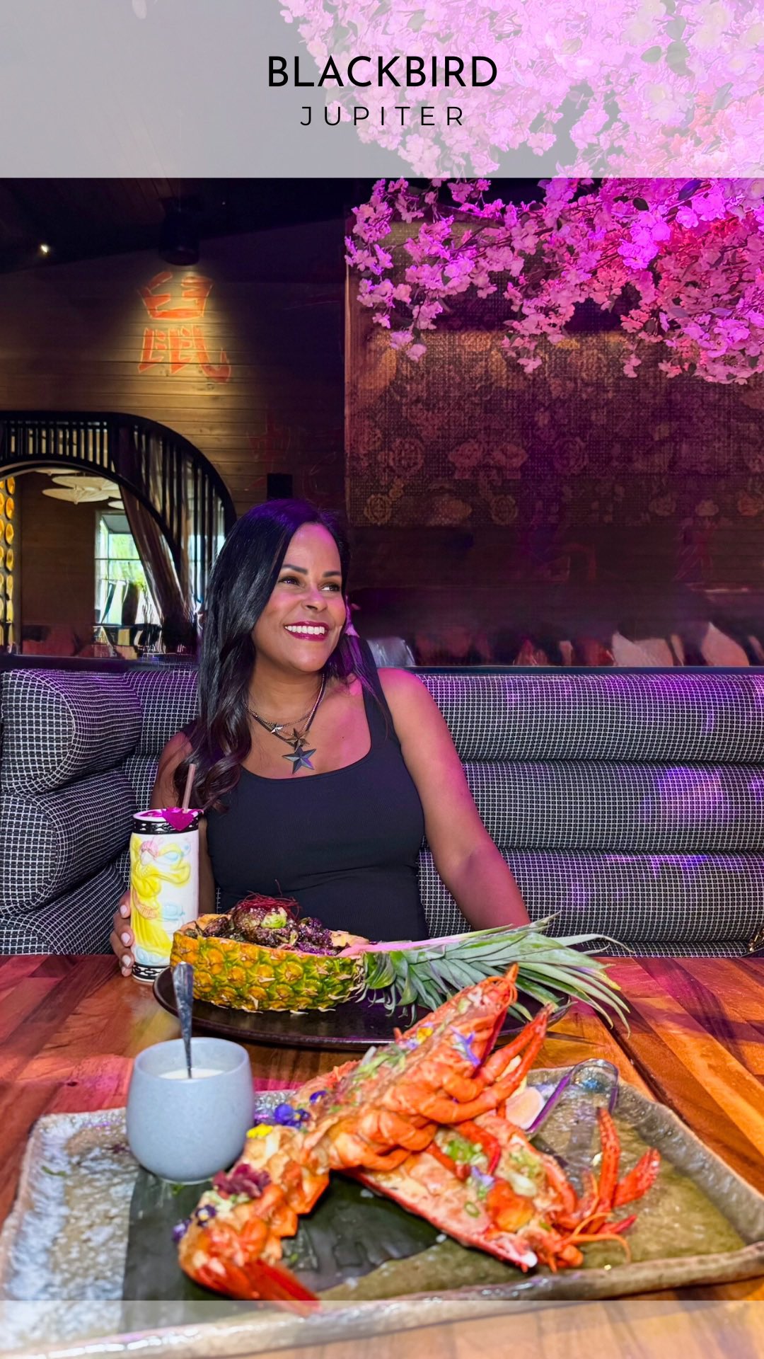 Instagram post by @fashion.eat.travel for The Palm Beaches. Caption reads: Want to try award Winning Modern Asian Cuisine in....