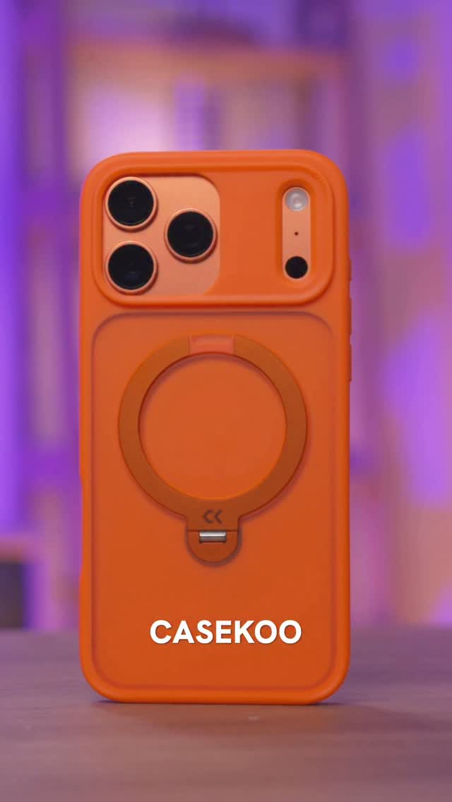 Instagram post by @ijustine for CASEKOO. Caption reads: [...] and 360 degree rotating hinge on these....