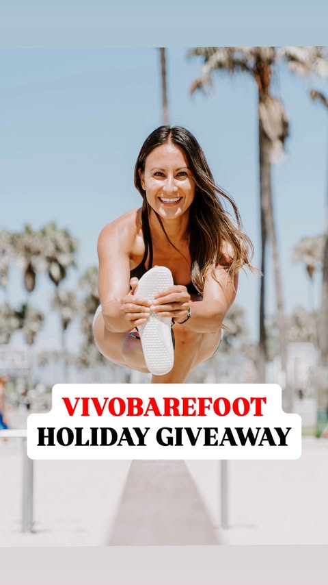 Instagram post by @docjenfit for VIVOBAREFOOT. Caption reads: Kicking off our HOLIDAY GIVEAWAY with THREE pairs....
