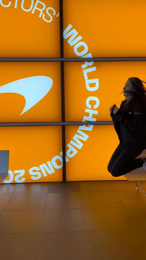 Instagram post by @christinaroki for Mastercard. Caption reads: [...] around @mclarenf1 Tech Centre😎....