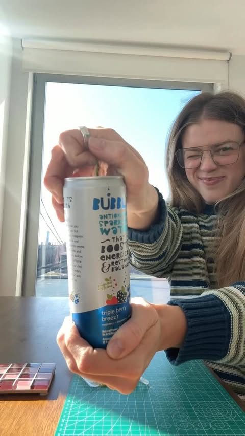 Instagram post by @anna_barger for BUBBL'R. Caption reads: Blueberry magnets and @drinkbubblr 🫐🌟....