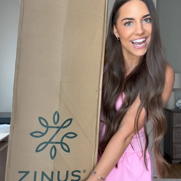 Instagram post by @kkenzieburroughs for Zinus. Caption reads: unbox my new @zinus mattress with me! 💤

comment....
