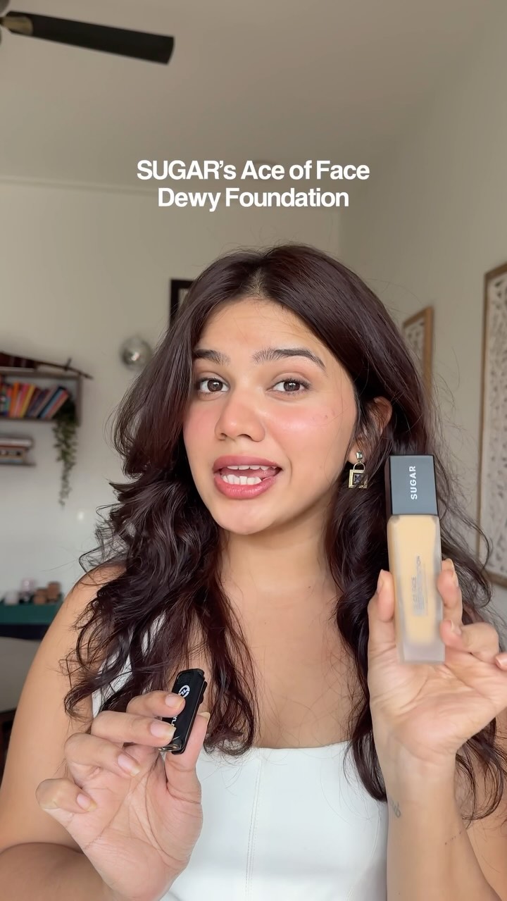 Instagram post by @srishtigargg for SUGAR Cosmetics. Caption reads: whom would you pick, a foundation man or a....