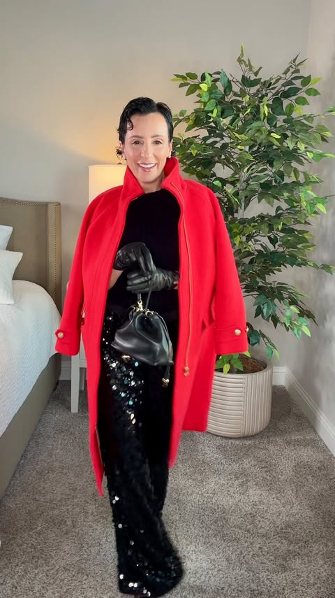 Instagram post by @stylewitheugenia for J.Crew. Caption reads: It’s sequin season and J.Crew makes it so easy to....