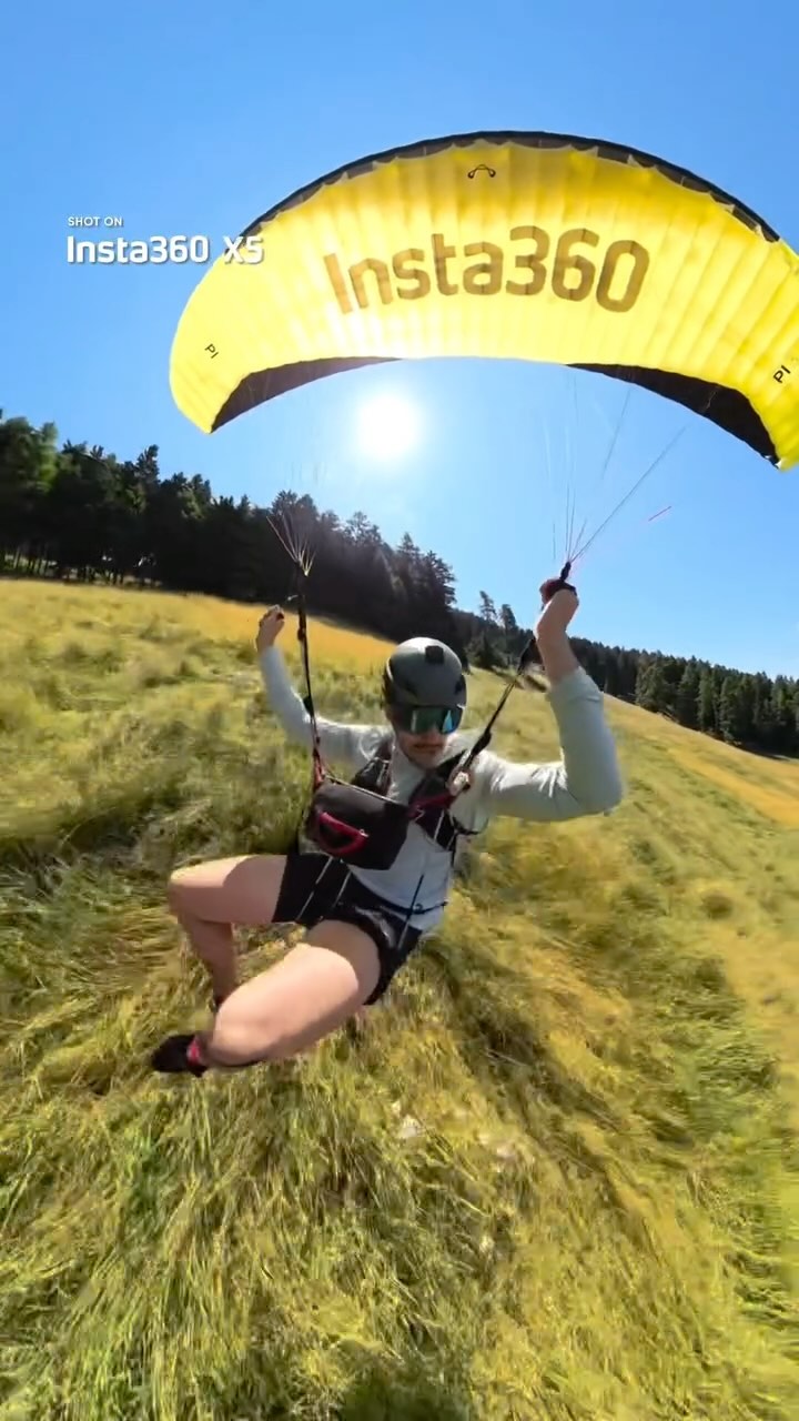 Instagram post by @wegerk1 for Insta360. Caption reads: We thought we already had a favorite paragliding....