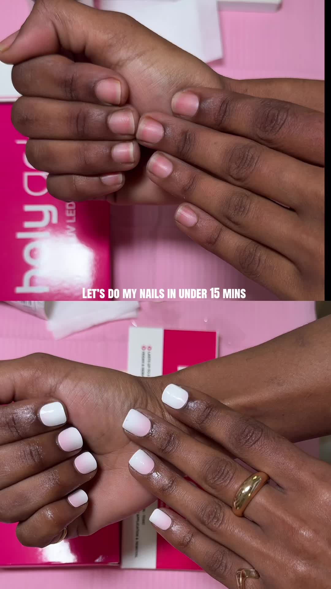 TikTok post by @kalyeye21 for Holy Gels. Caption reads: [...] have time but still need nails done. @Holy....