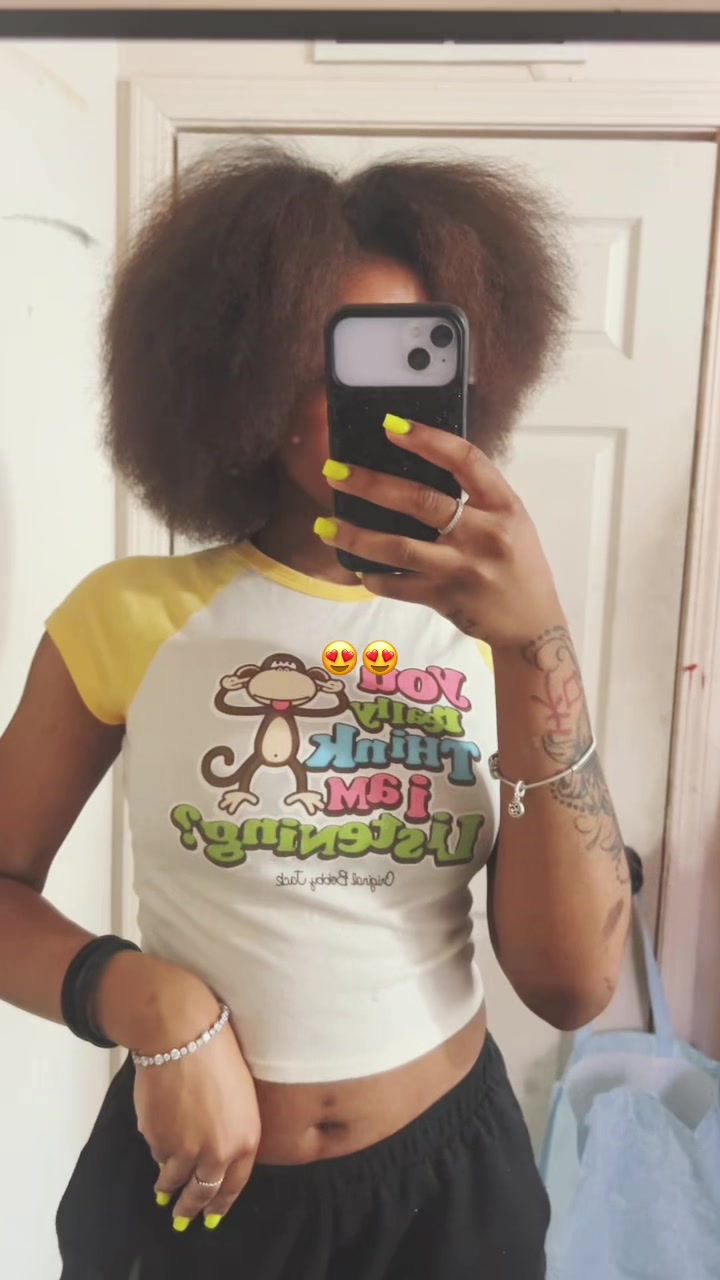 TikTok post by @diorasexyassliar for Bobby Jack. Caption reads: don’t mind my hair but cute shirt from @Bobby Jack....