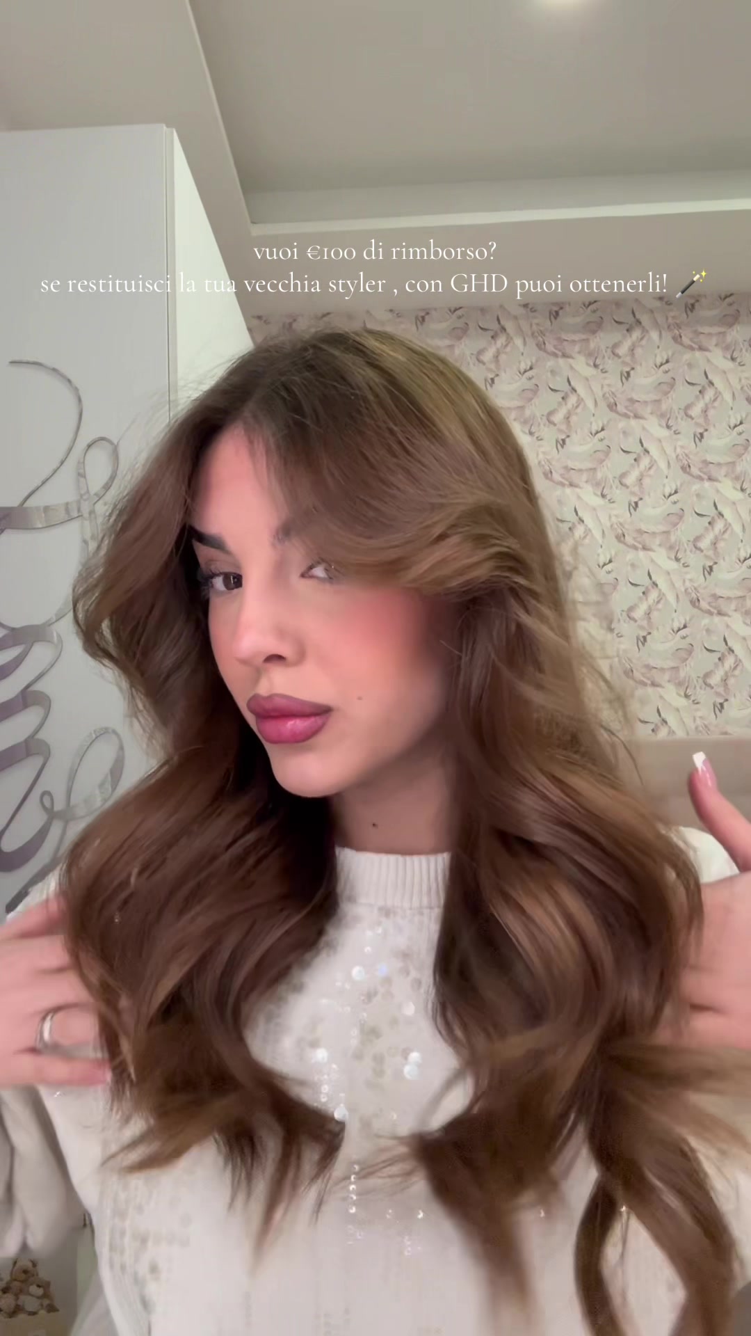 TikTok post by @letiziapone_ for ghditalia. Caption reads: @ghditalia 🪄 #ghdchronos #ghdchronosmax [...].