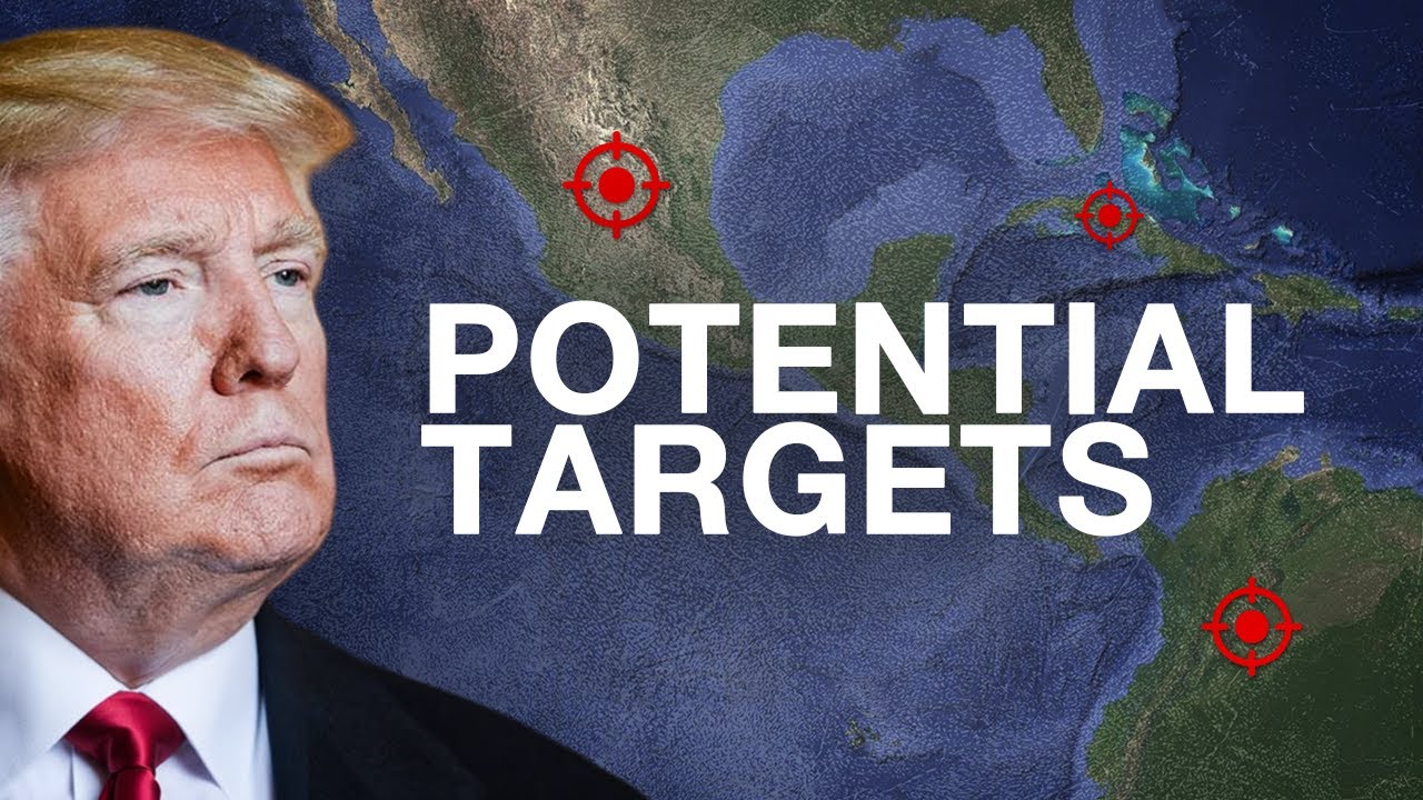 YouTube post by @warographics643 for The Atlantic. Caption reads: Where Will Trump Strike Next?.