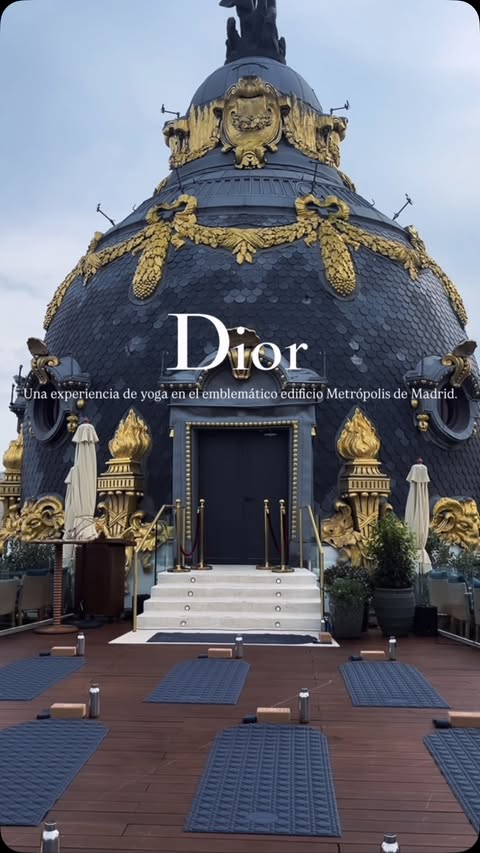 Instagram post by @annabrow.es for Dior. Caption reads: @dior x @clubmetropolismadrid ✨🛕🧘🏻‍♀️ 🎥 [...].