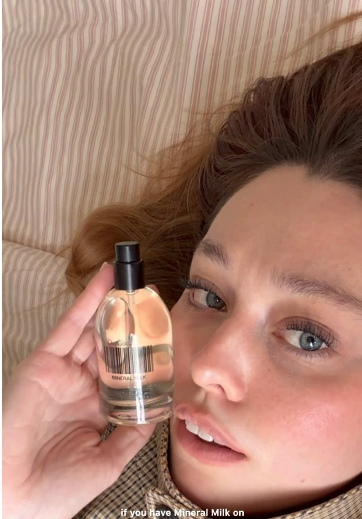 TikTok post by @emilywoodmakeup for dedcool. Caption reads: @dedcool Mineral Milk fragrance is lavender [...].