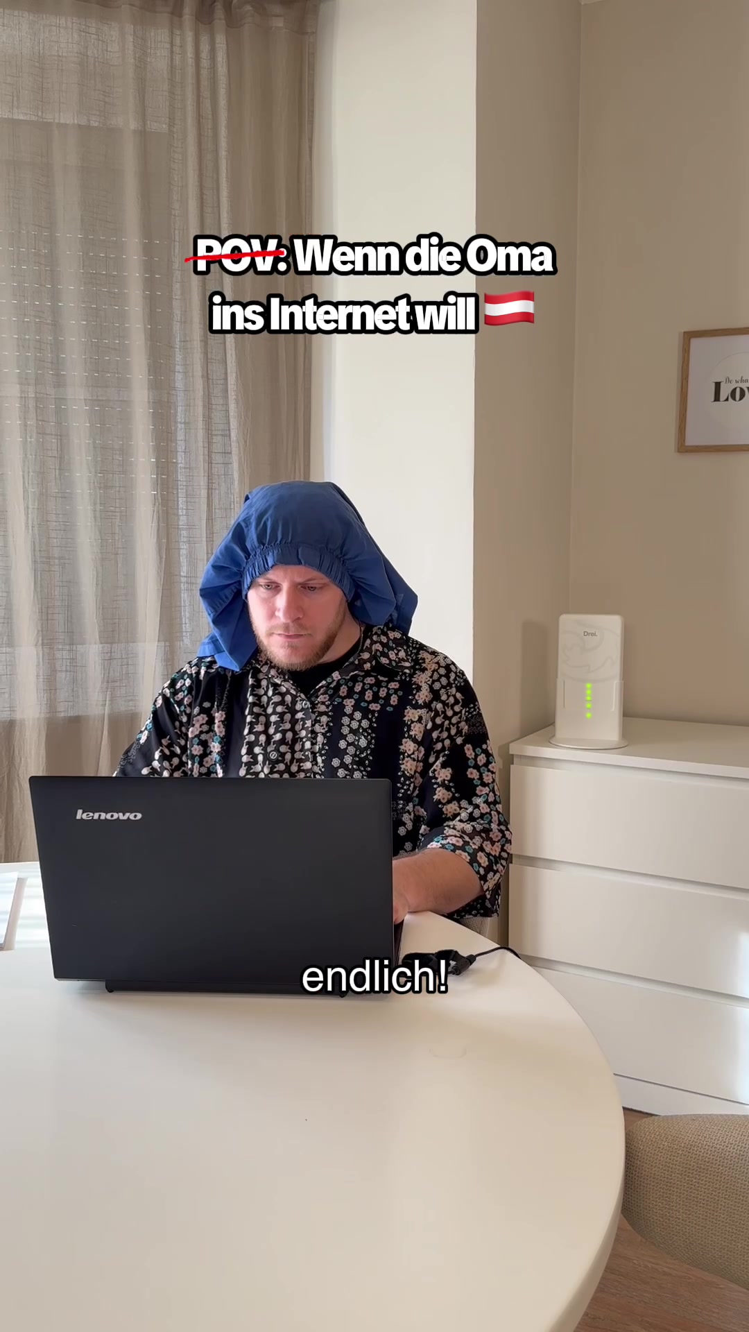 TikTok post by @buttiofficial for Drei Österreich. Caption reads: [...] nur ausrasten daheim” 🗣️ @Drei Österreich....