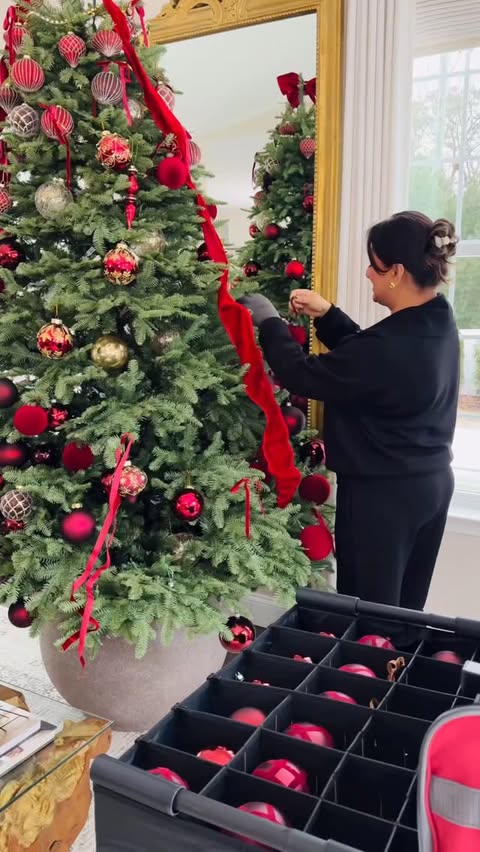 Instagram post by @dressyourdecor for Balsam Hill. Caption reads: [...] 🤍 Grateful for smart storage like my....