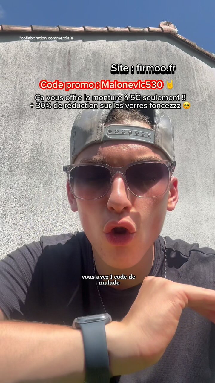 Instagram post by @malone_vlc for Firmoo. Caption reads: VOUS VALIDEZ ??🥹
• code promo : Malonevlc530....