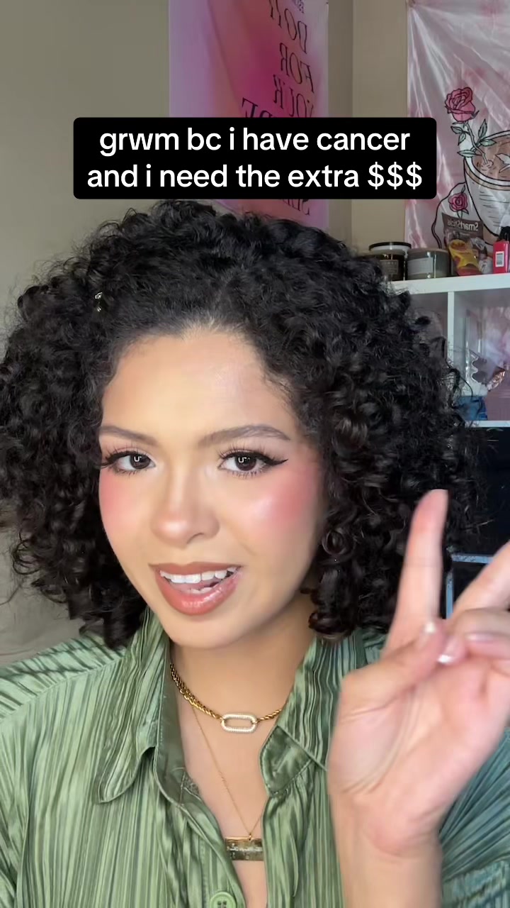 TikTok post by @venuswithcancer for Alamar Cosmetics. Caption reads: playing w/ new makeup today 🥰 @Alamar Cosmetics....