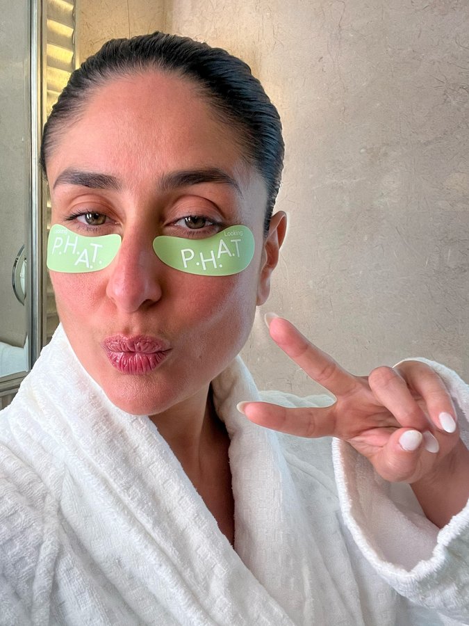 Instagram post by @kareenakapoorkhan for Quench Botanics. Caption reads: Eye see you staring at my patches 👀❤️🤣....
