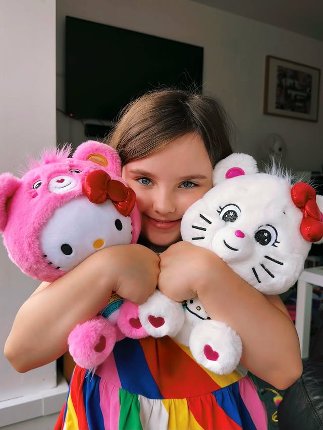 Instagram post by @bumpbabyyou for Social Mums. Caption reads: AD| 🌈Care Bears x Hello Kitty and Friends Plush 2....