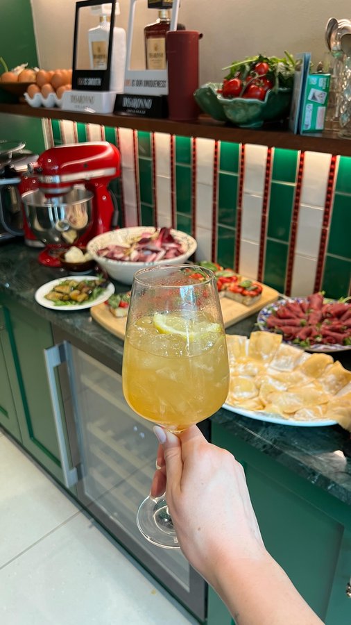 Instagram post by @alanalav for Disaronno. Caption reads: Spent my birthday at Italian cooking school to....