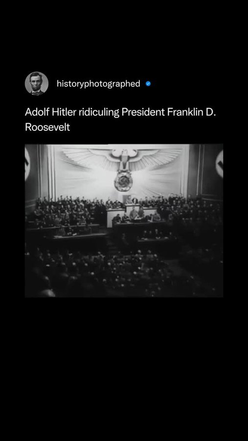 Instagram post by @historyphotographed for PBS. Caption reads: Adolf Hitler publicly and sarcastically ridiculed....