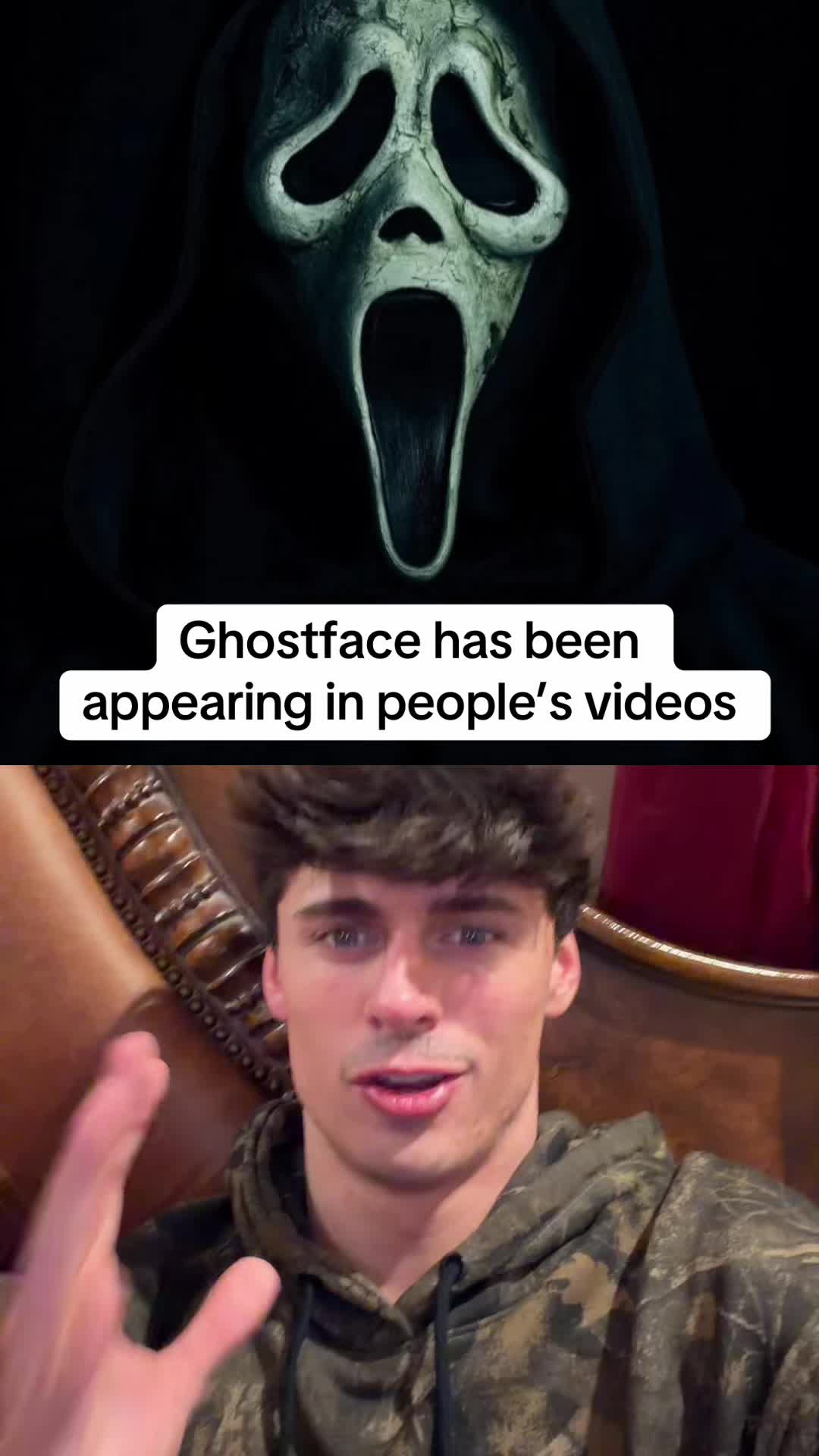TikTok post by @noahglenncarter for Scream Movies. Caption reads: @screammovies #Scream7Movie ghostface keeps [...].