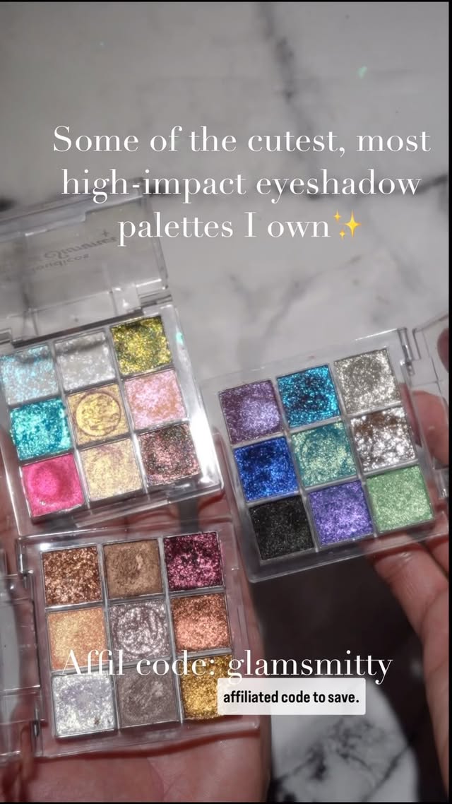 Instagram post by @glamsmitty for Cloudicos. Caption reads: [...] love for these pocket palettes from....