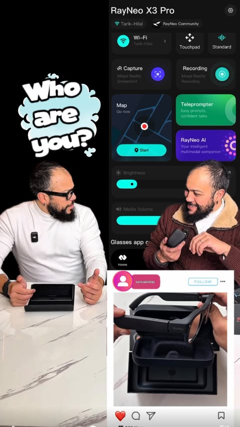 Instagram post by @tarikdeliktas for RayNeo. Caption reads: [...] future.

Some glasses show....