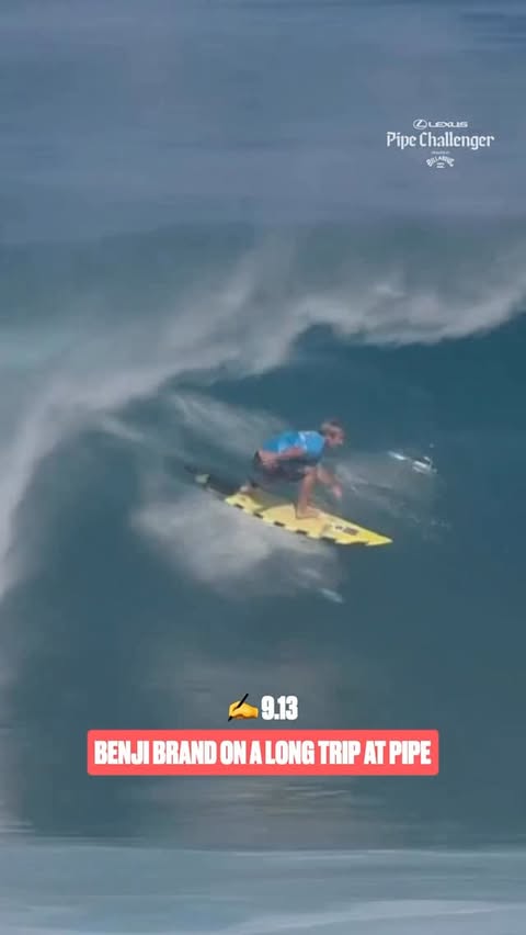 Instagram post by @benjibrand for World Surf League. Caption reads: [...] #PipeChallenger is LIVE on....