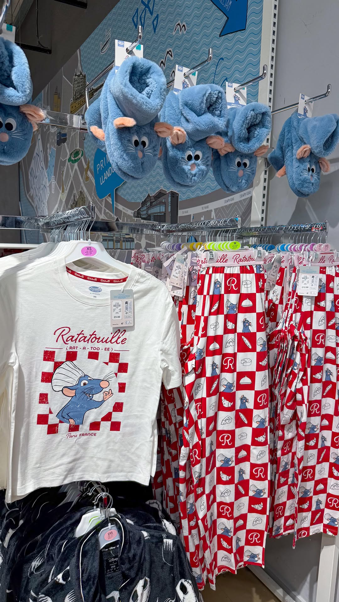 Instagram post by @magicalfindsuk for Pixar. Caption reads: New Ratatouille Pyjamas & Slippers have arrived in....