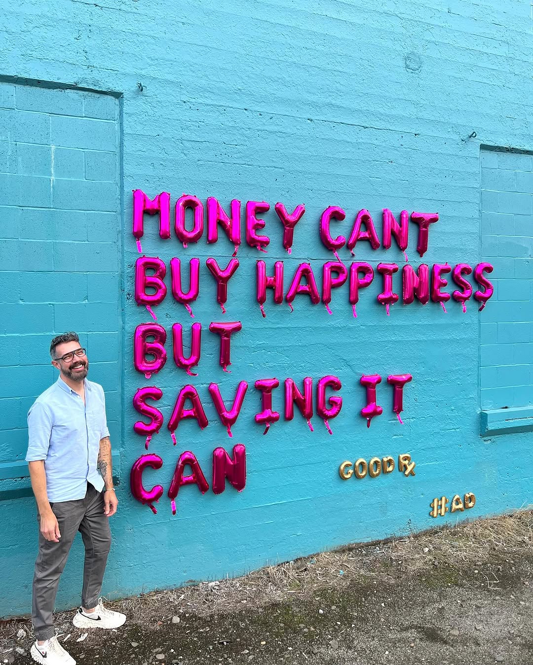 Instagram post by @blcksmth for GoodRx. Caption reads: #ad  The great news: I quit my full time job to be....