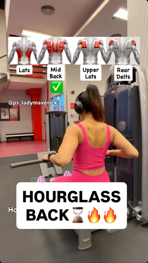 Instagram post by @ps_ladymaverick for Fanka. Caption reads: Hourglass Back Workout for Women ⌛️🔥 | 4 Simple....