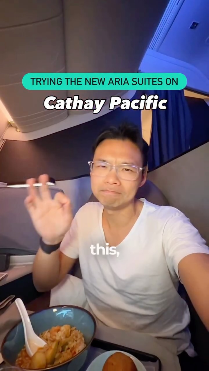 Instagram post by @seeshots for Cathay Pacific. Caption reads: TRYING CATHAY PACIFIC’S NEW ARIA SUITE

I tried....