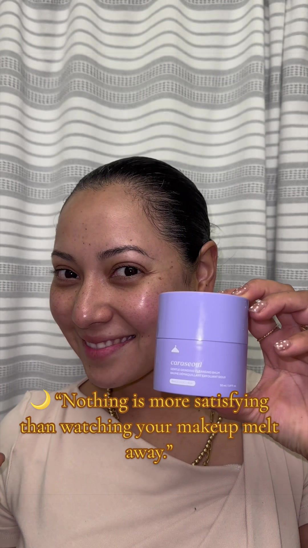 TikTok post by an influencer for CaraSeoul. Caption reads: [...] skin clean, soft, and glowy @caraseoul....