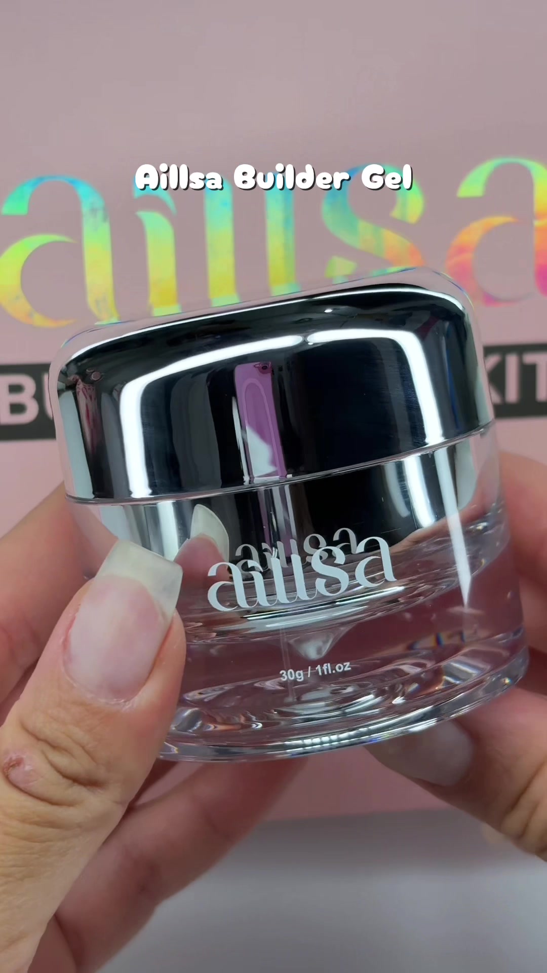 TikTok post by @debarney for AILLSA. Caption reads: Replying to @Alicia @AILLSA builder gel ✨💅🏼....