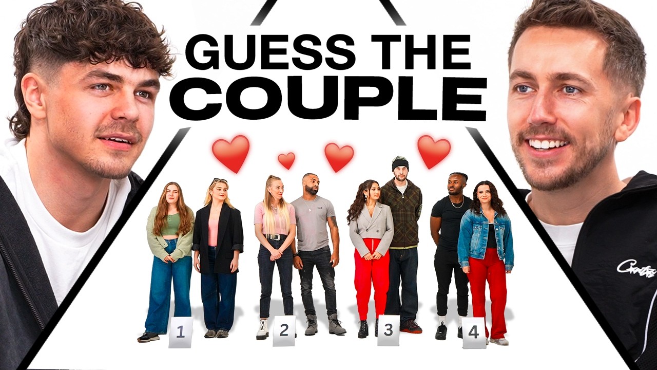 YouTube post by @Miniminter for Displate. Caption reads: GUESS THE COUPLE (ft. Tobi, Arthur and AB).