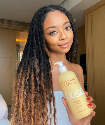 Instagram post by @skaijackson for functionofbeauty. Caption reads: I love to use my @functionofbeauty hair products....