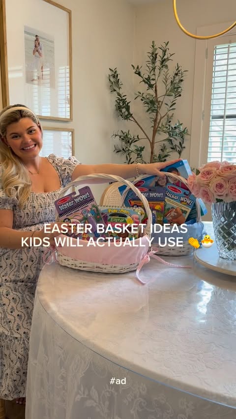 Instagram post by @annaliseahrens for Melissa & Doug. Caption reads: #ad 🐣🌸 Putting together our Easter baskets with....