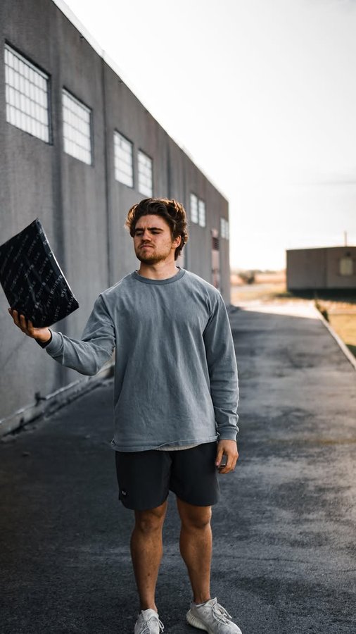 Instagram post by @chrisweidt for BYLT Basics. Caption reads: BYLT BASICS TRY-ON HAUL. Always comfortable. [...].