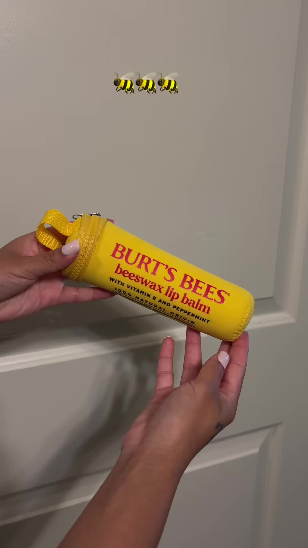 TikTok post by @emiliyanguiano for Burt's Bees USA. Caption reads: [...] I’m obsessed with the baggie 😍🐝....
