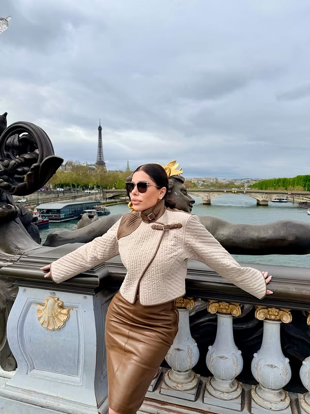 Instagram post by @simona_harbour for Hermès. Caption reads: Textures, tones, and timeless energy 🤎 Paris is....