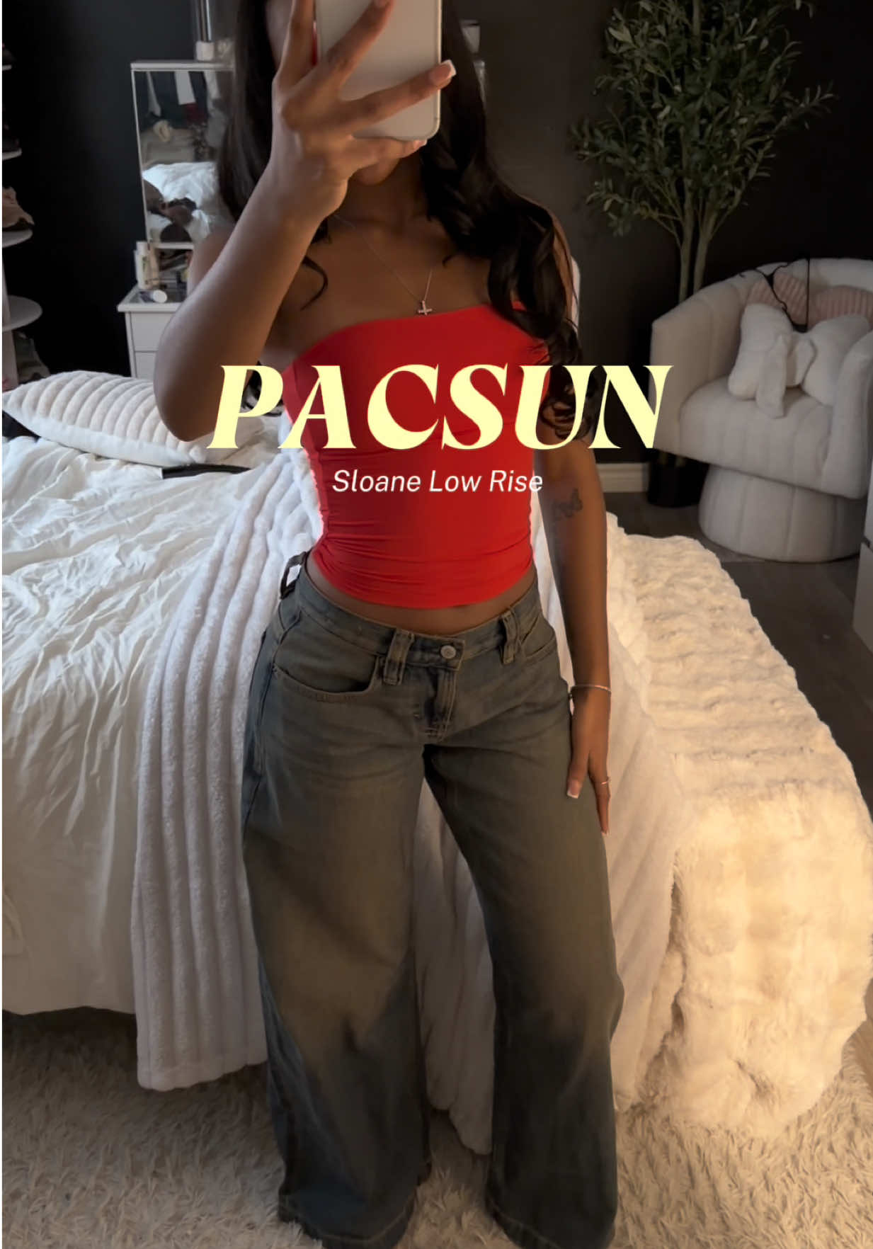 TikTok post by @miyacromer for pacsun. Caption reads: Currently on a big sale, I love me @pacsun jeans😩....