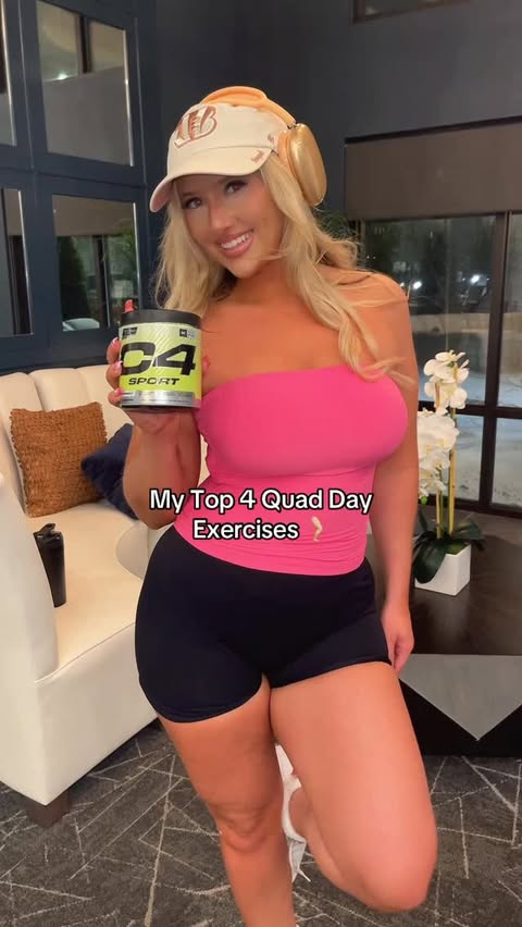 Instagram post by @arisbellav_ for Cellucor. Caption reads: [...] exercises for growth 🦵🏼 @c4energy....