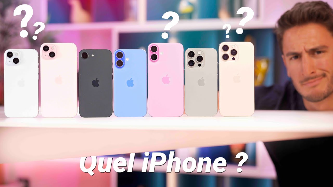 YouTube post by @TheiCollection for IPLN. Caption reads: Which iPhone to choose? (mid-2025).