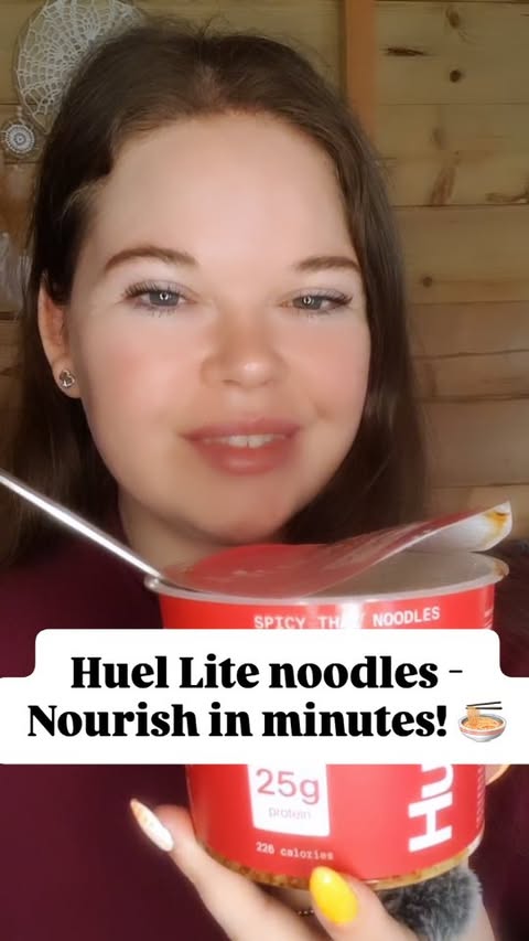 Instagram post by @akasharach for Huel. Caption reads: The new @huel Noodles have officially landed [...].