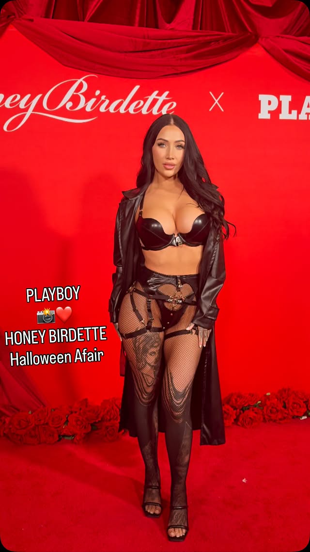 Instagram post by @iamkevinwong for Playboy. Caption reads: A Halloween Affair | @playboy ❤️ @honeybirdette....