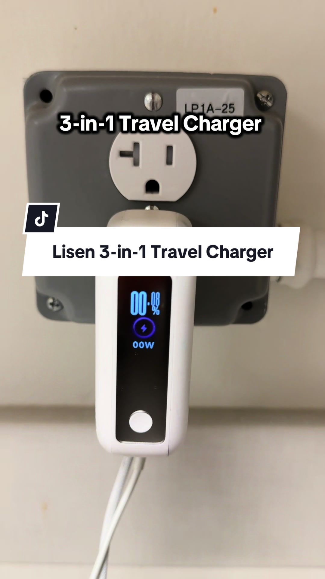 TikTok post by @teacherrobi for LISEN. Caption reads: [...] travel charger of 2025 #teacherrobi ....