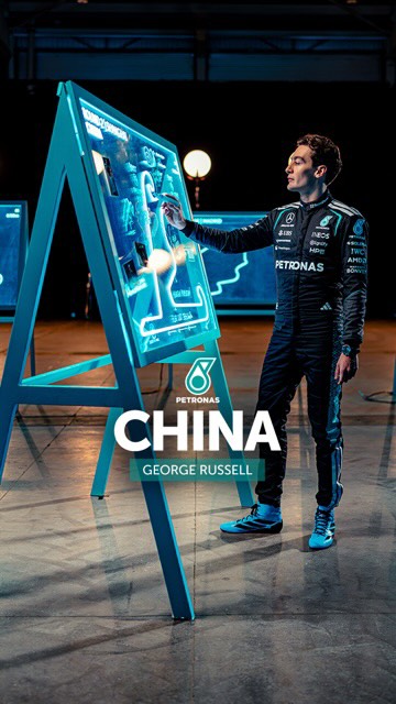 Instagram post by @petronasmotorsports for Mercedes-AMG PETRONAS F1 Team. Caption reads: Ready for round two 🙌 Previewing the Chinese....